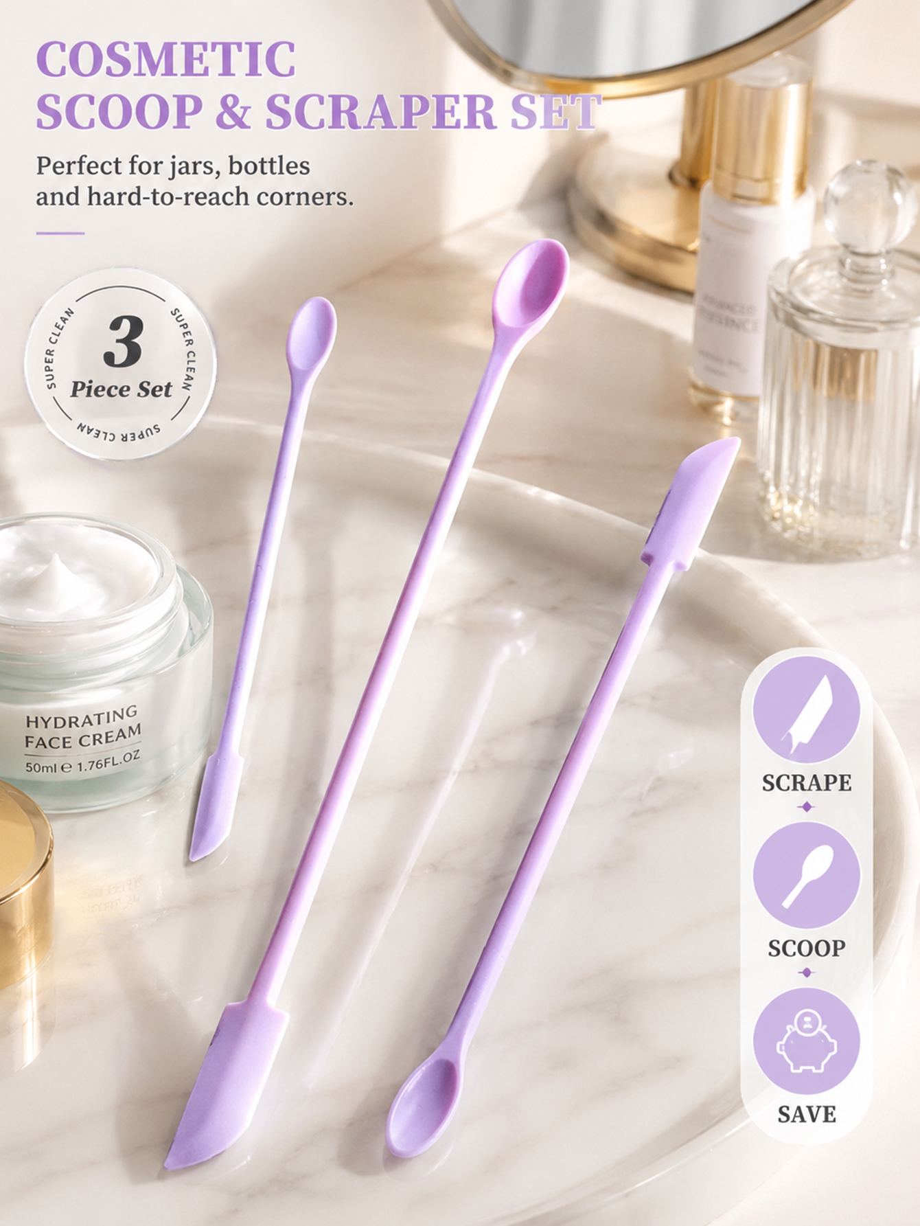 3Pcs Makeup Spatula Set Double – обзор и цена Zero Waste Kit Travel